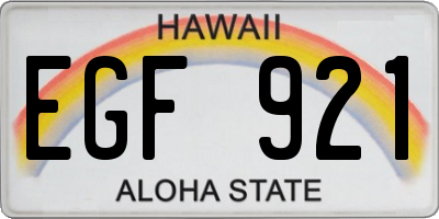 HI license plate EGF921