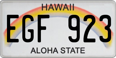 HI license plate EGF923