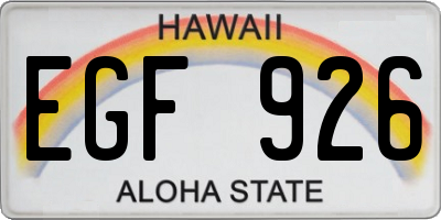 HI license plate EGF926