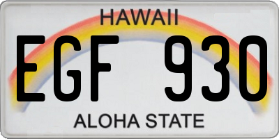 HI license plate EGF930
