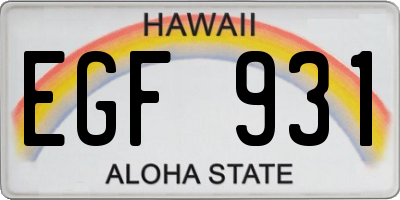 HI license plate EGF931