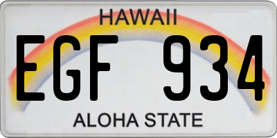 HI license plate EGF934