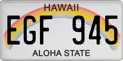 HI license plate EGF945