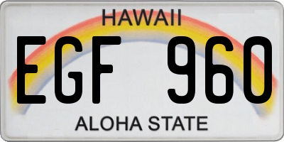 HI license plate EGF960