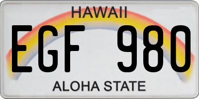 HI license plate EGF980