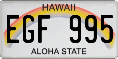HI license plate EGF995