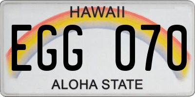 HI license plate EGG070