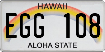 HI license plate EGG108
