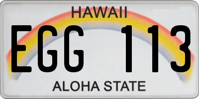 HI license plate EGG113