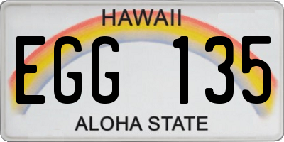 HI license plate EGG135