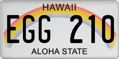 HI license plate EGG210