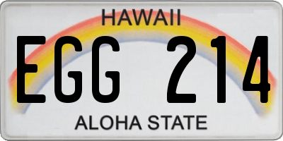 HI license plate EGG214
