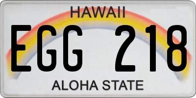 HI license plate EGG218