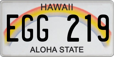 HI license plate EGG219