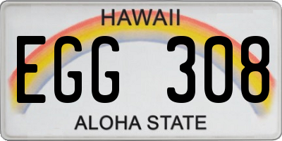 HI license plate EGG308