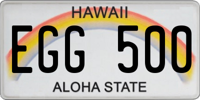 HI license plate EGG500