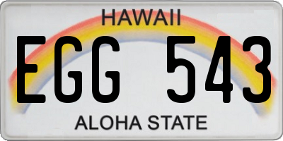 HI license plate EGG543
