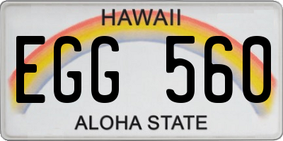 HI license plate EGG560