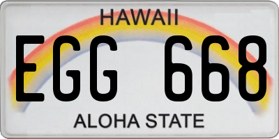 HI license plate EGG668