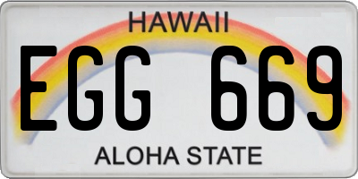 HI license plate EGG669