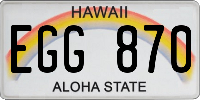 HI license plate EGG870