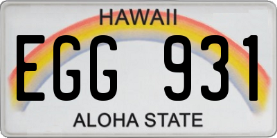 HI license plate EGG931