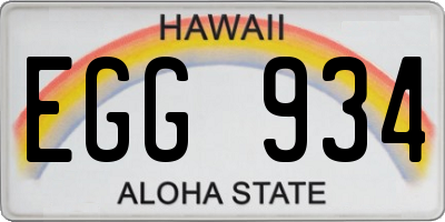 HI license plate EGG934