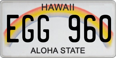 HI license plate EGG960