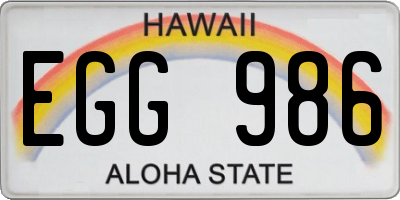 HI license plate EGG986