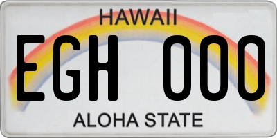 HI license plate EGH000