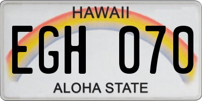 HI license plate EGH070