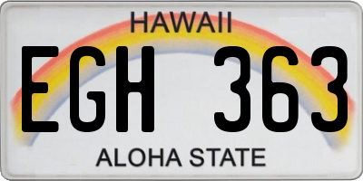 HI license plate EGH363