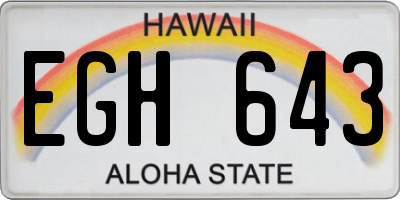 HI license plate EGH643