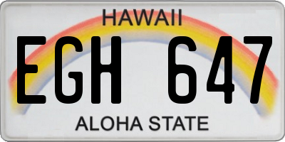 HI license plate EGH647