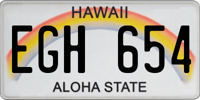 HI license plate EGH654