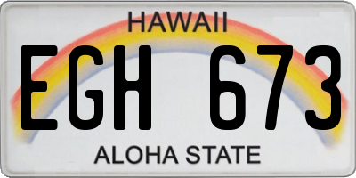 HI license plate EGH673