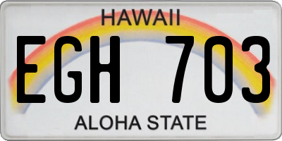 HI license plate EGH703
