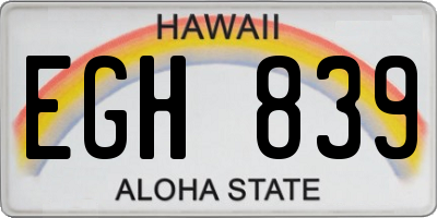 HI license plate EGH839