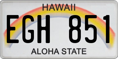 HI license plate EGH851
