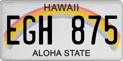 HI license plate EGH875