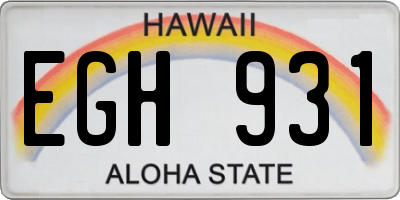 HI license plate EGH931