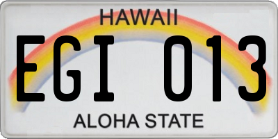 HI license plate EGI013