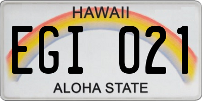 HI license plate EGI021