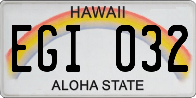 HI license plate EGI032