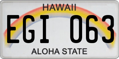 HI license plate EGI063
