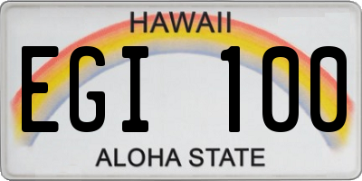 HI license plate EGI100
