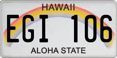 HI license plate EGI106