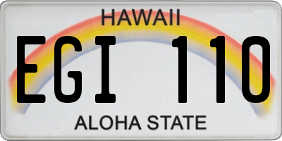 HI license plate EGI110