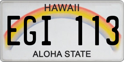 HI license plate EGI113
