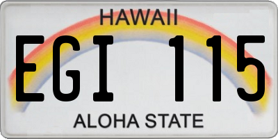HI license plate EGI115
